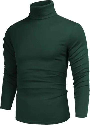 Vista 34 de Poriff - Suéter de cuello de tortuga térmico, de punto, liviano, casual, con corte entallado, para hombre Albaricoque
