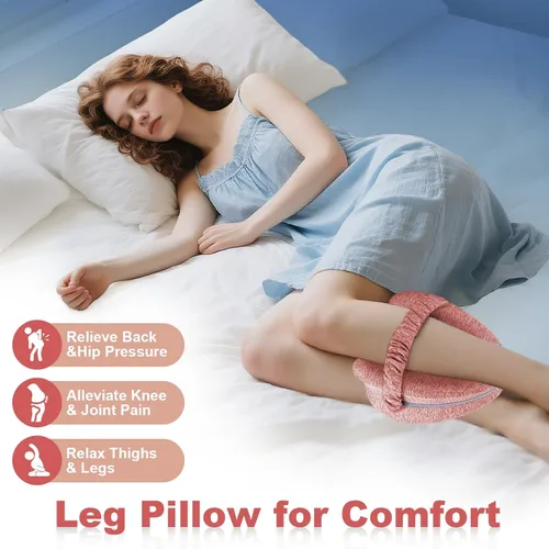 Vista 4 de Almohada de rodilla para dormir de lado, almohada de piernas para dormir, almohada de rodilla con correa, almohada de alineación entre las piernas