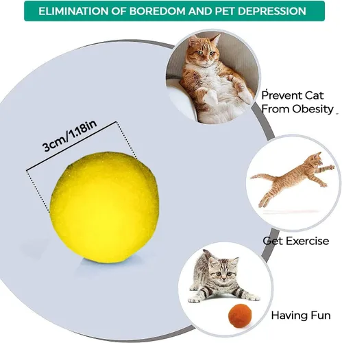 Vista 3 de Pelotas de pompones suaves de alta calidad para gatitos, ligeras, interactivas, varios colores, juguete de peluche para entrenamiento y juego