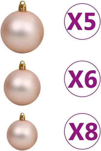 Vista 7 de Árbol de Navidad esmerilado, árbol de Navidad blanco, árbol de Navidad preiluminado, arbol de Navidad con Luces, con luces LED y juego de bolas