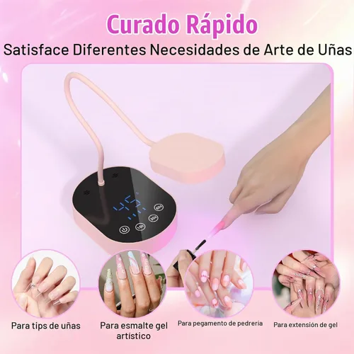 Vista 2 de Lámpara de curación flash, 36 W, mini gel inalámbrico x lámpara de uñas de curación, sensor automático, cuello de cisne, portátil, USB, secado