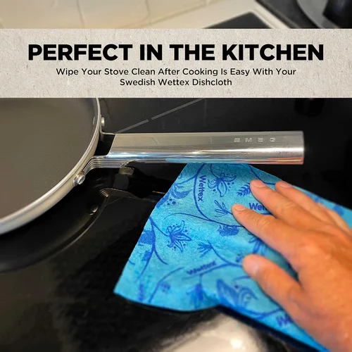 Vista 3 de Wettex El paquete original de 10 paños de cocina suecos para la cocina Reusable Paper Towels, Super Absorbent Sponge Cloths, Washable Dish Cloths