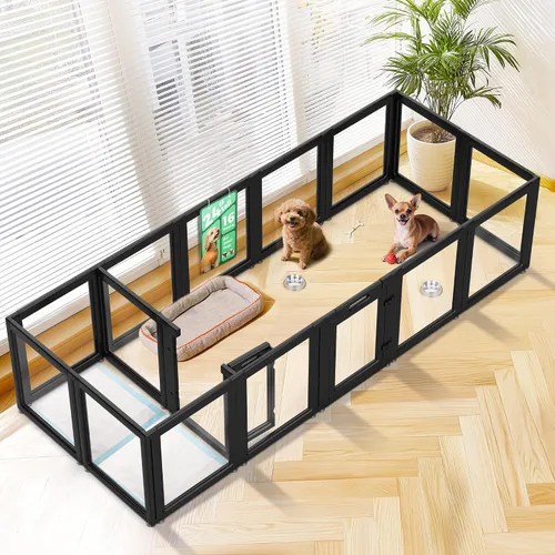 Vista 39 de FXW AuraSpace - Cerca acrílica para perros pequeños, para interiores, 24 pulgadas, 2 paneles, incluye 1 puerta y 1 panel, color negro