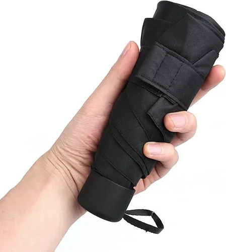 Vista 3 de GAOYAINIG - Mini paraguas pequeño con funda de diseño ligero y compacto perfecto para viajes, ligero y portátil, paraguas de sol y lluvia al aire