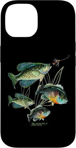 Vista 4 de Crappie Bluegill Fishing Phone Covers Black Fly Case for iPhone 17