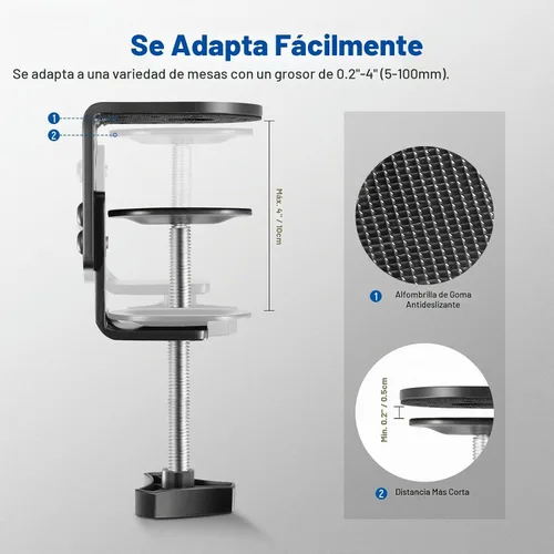 Vista 4 de NEEWER Abrazadera C resistente con columna de montaje para soporte de luz