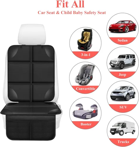 Vista 7 de Protector de Asiento de Coche, Protector de Asiento con Acolchado Grueso Debajo del Asiento de Coche del Bebé, Funda de Asiento de Tela