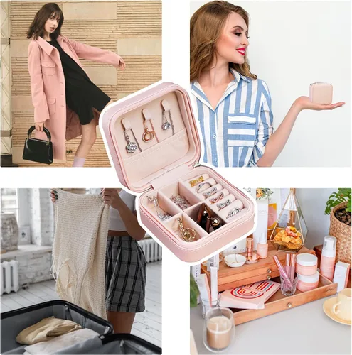 Vista 4 de onlyamazing Organizador de viaje de joyería, estuche portátil para joyas para collares, aretes, anillos, colgantes, caja de almacenamiento