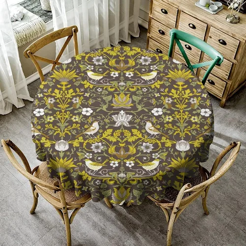 Vista 144 de Mantel Floral Retro de Pájaros, Diseño Original Bohemio William Morris Estampado Cubierta de Mesa para Hogar Picnic Fiesta Comedor Cocina William