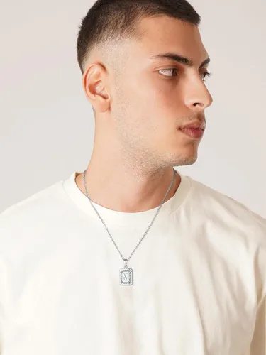 Vista 9 de U7 Collar con monograma A-Z 26 letras colgantes chapado en oro de 18 quilates, chapado en platino, collares cuadrados con inicial mayúscula
