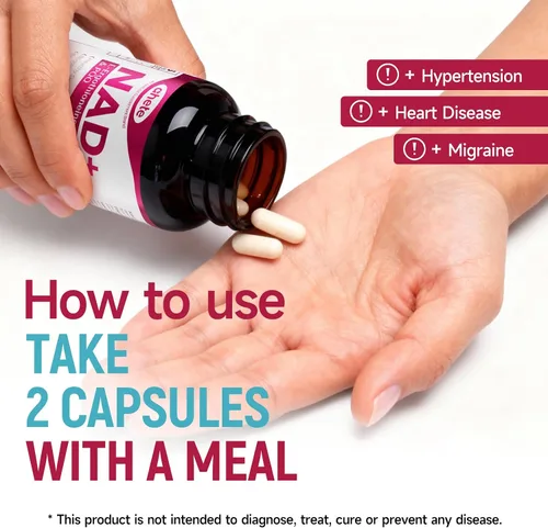 Vista 7 de Suplemento NAD con L-ergotioneína, PQQ, vitamina B6 y suplemento NMNH - para salud celular, apoyo energético y envejecimiento saludable para mujeres