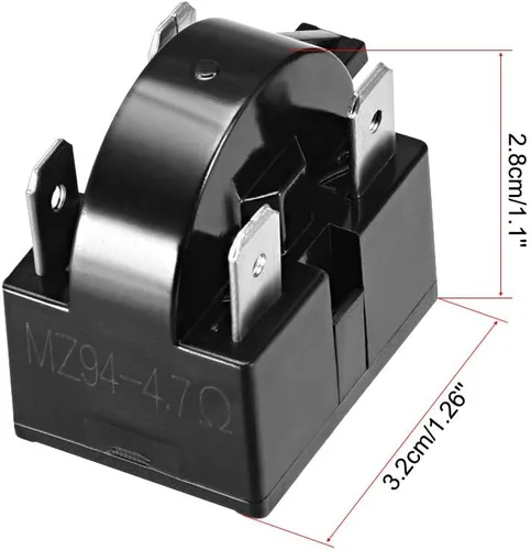 Vista 4 de uxcell 2 unids 4.7 Ohm 4 Pin Refrigerador Start Relay para Compresor Negro