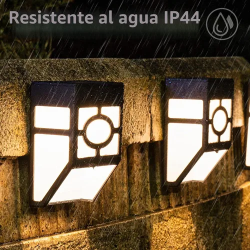Vista 7 de Solpex Luces solares para terraza, luces solares para valla, 2 modos de luces de decoración de Navidad, patrón único, impermeable automático