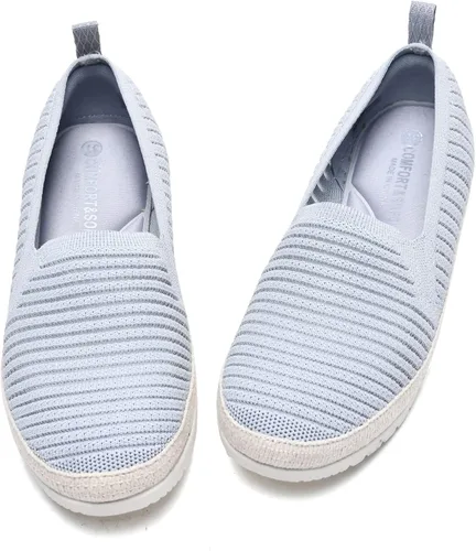 Vista 7 de Women Casual Slip on Walking Shoes Comfortable Knitted Hands Free Slip ins Sneakers with Arch Support Fashion Work Nurse Tennis Shoes