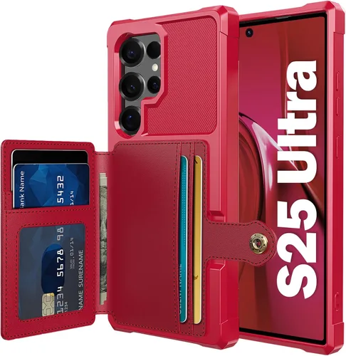 Vista 23 de Funda para Samsung Galaxy S21 Ultra con tarjetero, compatible con soporte magnético para automóvil, resistente a los golpes, resistente, suave, TPU