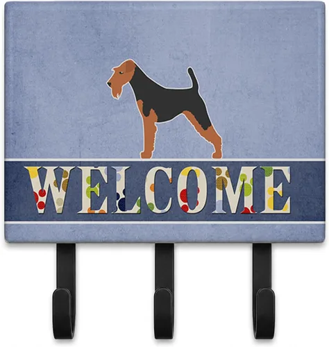 Vista 11 de Caroline's Treasures Afghan Hound - Gancho de pared de bienvenida, triple, multicolor Afghan Hound Welcome artwork on ceramic tile with three