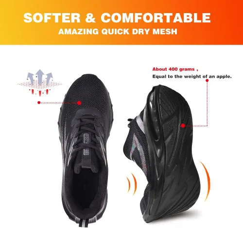 Vista 3 de Zapatos de punta de acero para mujeres y hombres, ligeros, indestructibles, a prueba de pinchazos, cómodos zapatos de seguridad antideslizantes