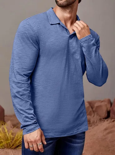 Vista 4 de Wihion Camisetas de manga larga para hombre, estilo casual, camisetas básicas