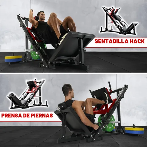 Vista 7 de RitFit Máquina de sentadillas para prensa de piernas, máquina profesional de prensa de piernas ajustable para gimnasio en casa con rodamiento