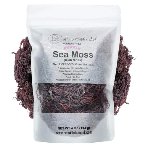 Vista 7 de Musgo marino púrpura – silvestre de Santa Lucía 4oz Hace ~50oz de gel de musgo marino 100% natural y crudo Apoya el bienestar diario, la piel