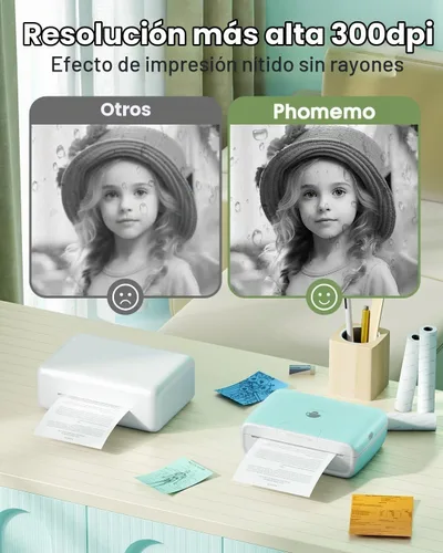 Vista 3 de Phomemo Impresora térmica de etiquetas adhesivas M04S, 300 DPI, impresión Verde