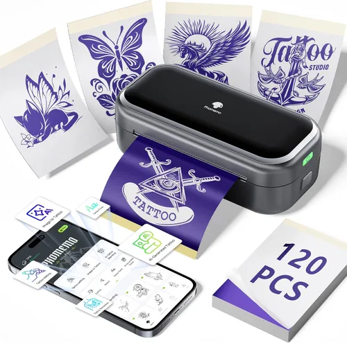 Vista 9 de Phomemo TP31 - Impresora de plantillas de tatuajes, mini fabricante de tatuajes temporales con 30 piezas de papel de transferencia, máquinas