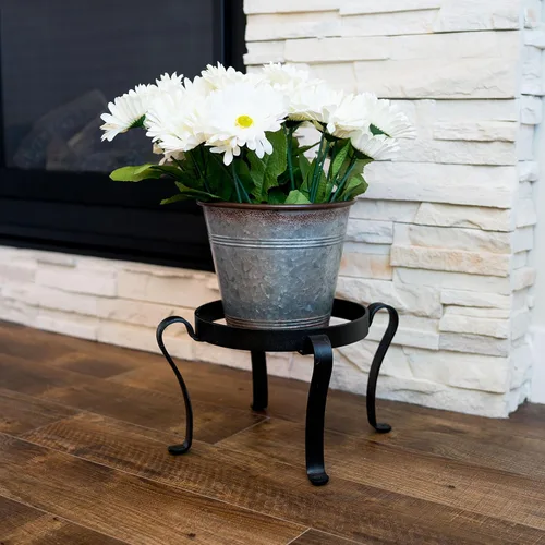 Vista 3 de Achla Designs Soporte para macetas de patio, 8 pulgadas de alto, color negro