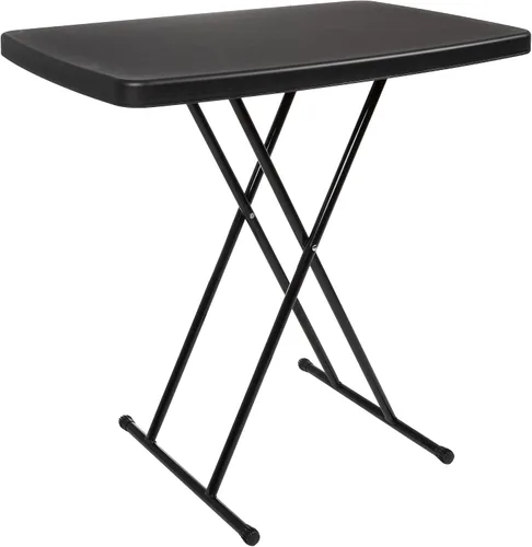 Vista 9 de Lavish Home Mesas plegables portátiles, escritorio plegable portátil ligero con altura ajustable, pequeña mesa de plástico para bandeja de TV, Negro
