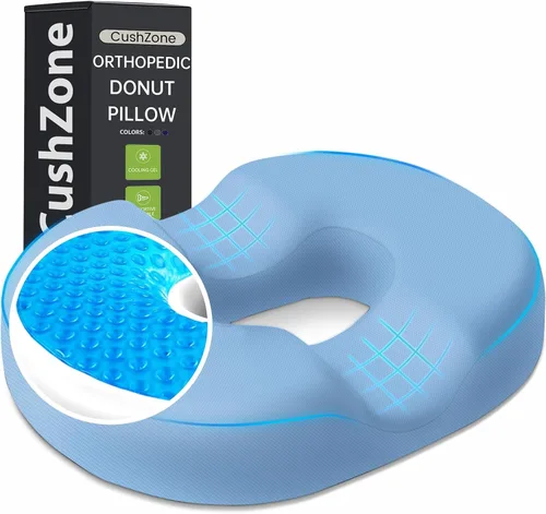 Vista 17 de CushZone Almohada Cojín de Asiento en Forma de Dona - Almohada de Piso de Gel Refrescante, Cojín de Piso de Espuma Viscoelástica para Oficina