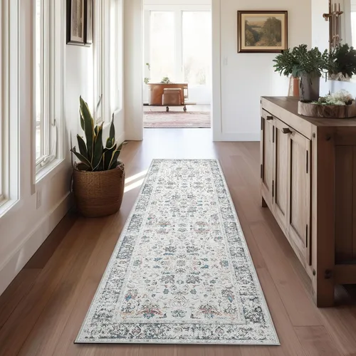 Vista 18 de jinchan Alfombra de entrada de 2 x 3 pulgadas, lavable, diseño floral vintage, tapete pequeño para interiores, bohemio, ligero, delgado