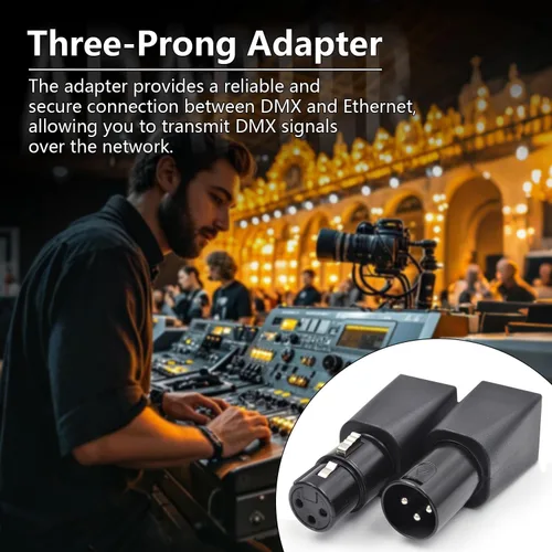Vista 4 de (4 unidades) macho adaptador XLR de 3 pines Conector DMX a RJ45 a Ethernet, negro
