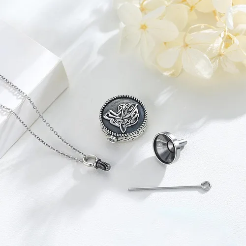 Vista 2 de Wolf Locket That Holds Pictures PendantUrn Necklace for Ashes Mens Viking Wolf Pendant Necklace keepsake Memorial Jewelry Gifts for Women Men