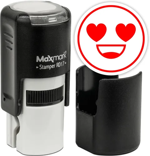 Vista 49 de MaxMark Sello de Emoji Autoentintado Redondo - Enojada - Tinta Negra
