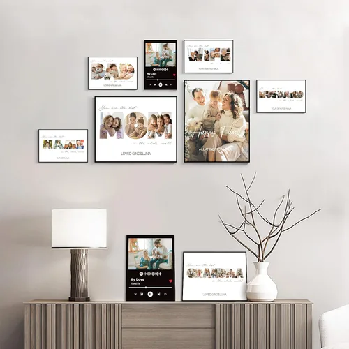 Vista 6 de FUONLY Regalos personalizados de Navidad y del Día de la Madre para mamá de hija o hijo, marco de madera personalizado con foto y texto, regalos