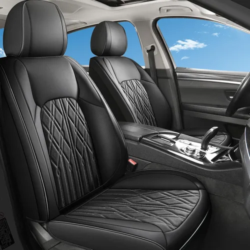 Vista 18 de Huidasource Juego completo de fundas de asiento de automóvil, funda de asiento de cuero transpirable para la mayoría de automóviles, SUV
