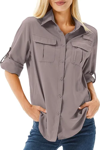 Vista 28 de Camiseta de Manga Larga para Mujer con Protección Solar UPF 50 para Safari, Pesca, Senderismo