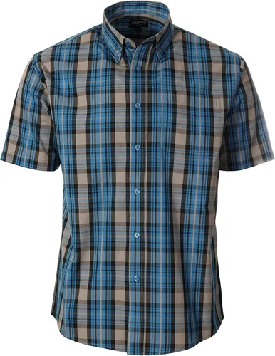 Vista 21 de Gioberti Men's Casual Plaid Button Down Short Sleeve Shirt 1162 - Royal / Negro / Gris