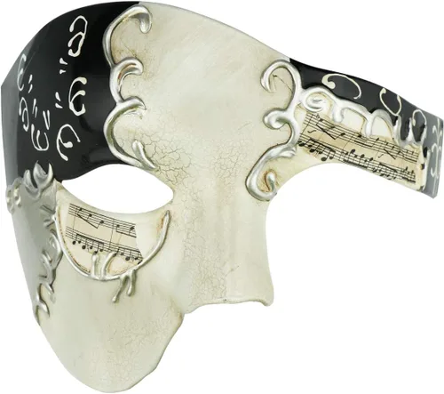 Vista 18 de Thmyo Half Face - Máscara de mascarada de carnaval veneciano para hombre, diseño vintage de Phantom of the Opera