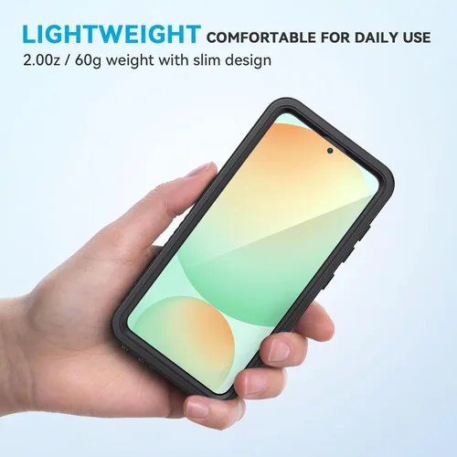 Vista 5 de Lanhiem Funda para Samsung Galaxy S24 FE, IP68 impermeable a prueba de polvo con protector de pantalla integrado, funda protectora de cuerpo Negro