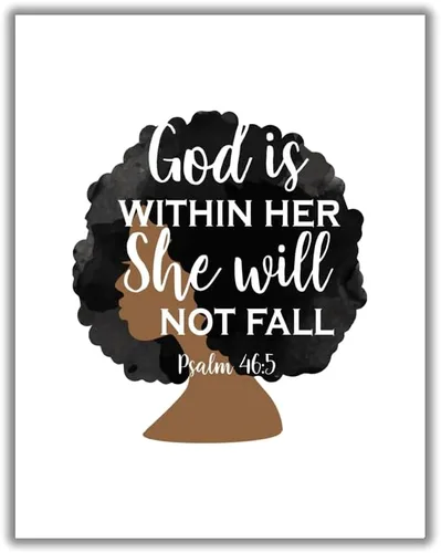 Vista 2 de Faith Black Girl Afirmation Art, arte de pared de mujeres africanas positivas, arte de pared religioso de niña negra, arte de mujer afro, arte
