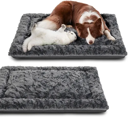 Vista 8 de Paquete de 2 camas para perros grandes, medianos y pequeños, cama rectangular reversible para perros, sofá cama ortopédica lavable y duradera