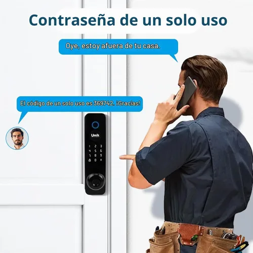 Vista 5 de UMIKSMART - Cerradura de puerta inteligente, cerradura de teclado de huellas dactilares, aplicación WiFi, negro mate