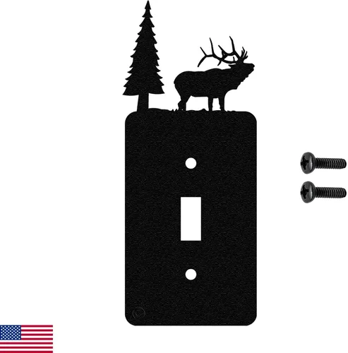 Vista 15 de Elk & Cabin - Placa de pared para interruptor de luz de palanca doble (palanca doble, negro) - Fabricado en Estados Unidos