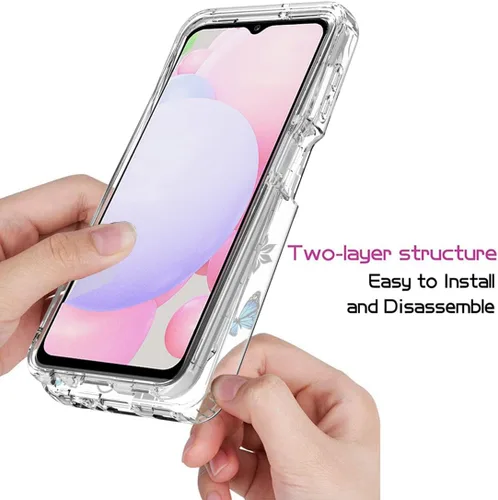 Vista 4 de Funda para Samsung Galaxy A13 4G/A13 LTE 4G SM-A135F con protector de pantalla de vidrio templado, cuerpo completo transparente con protección