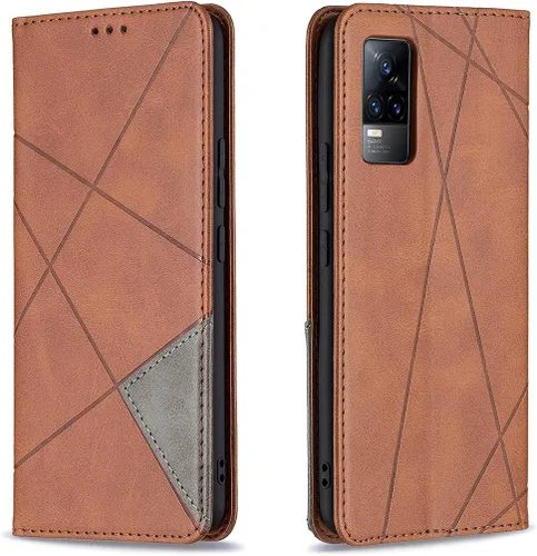 Vista 27 de Funda con tapa para Vivo Y11, Y15, Y12 e Y17, diseño de rombos de piel sintética, con función atril, cierre magnético, para Vivo Y11/Y15/Y12/Y17
