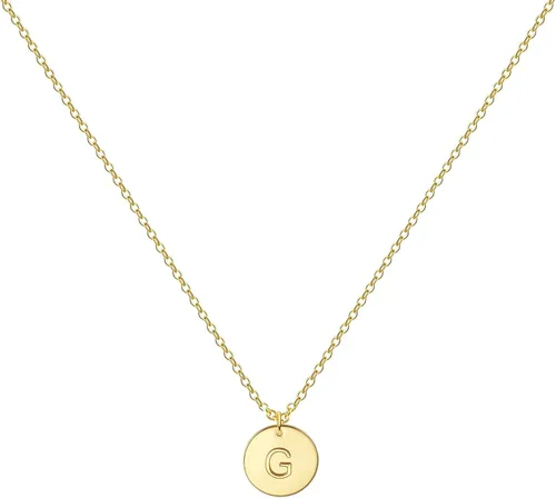 Vista 10 de Collar personalizado con inicial, chapado en oro de 18 quilates, de acero inoxidable, con dije de moneda, collar con dije de letra memorable