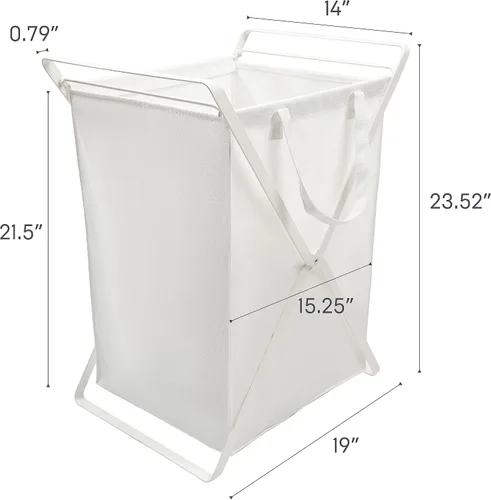 Vista 8 de Yamazaki Home Tower - Cesta para ropa sucia con forro de algodón, grande, 25.2 pulgadas, acero + algodón, 20 galones, 75 litros