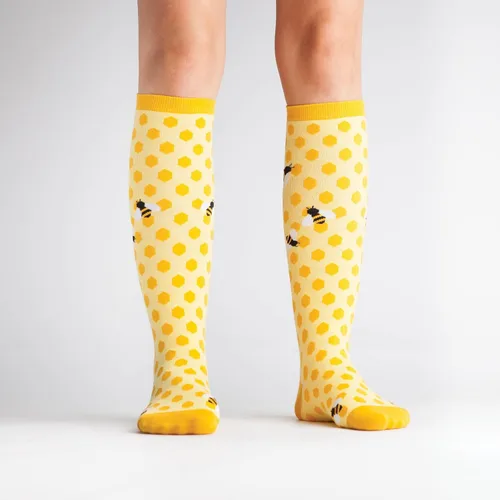 Vista 2 de Sock It To Me, Rodilla Alta Funky Las abejas de la rodilla, Rodillas de abeja amarillas