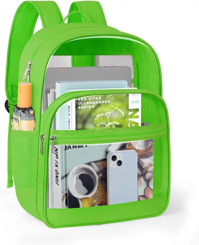 Vista 9 de KIMNERPU Mochila Transparente, Mochila de Libros Transparente de Servicio Pesado para la Escuela, Negro, Mediana, Moderno