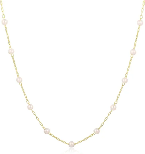 Vista 9 de TOBENY Collares de perlas para mujer, chapado en oro de 14 quilates, collar de gargantilla delicada cadena de boda collar de perlas de agua dulce